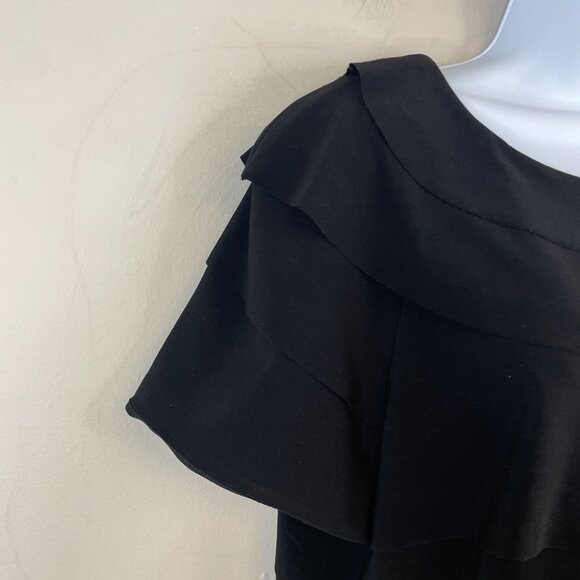 Joseph Ribkoff Bolero Cropped Jacket Womens Large Black Tiered Timeless Classic - Picture 7 of 10